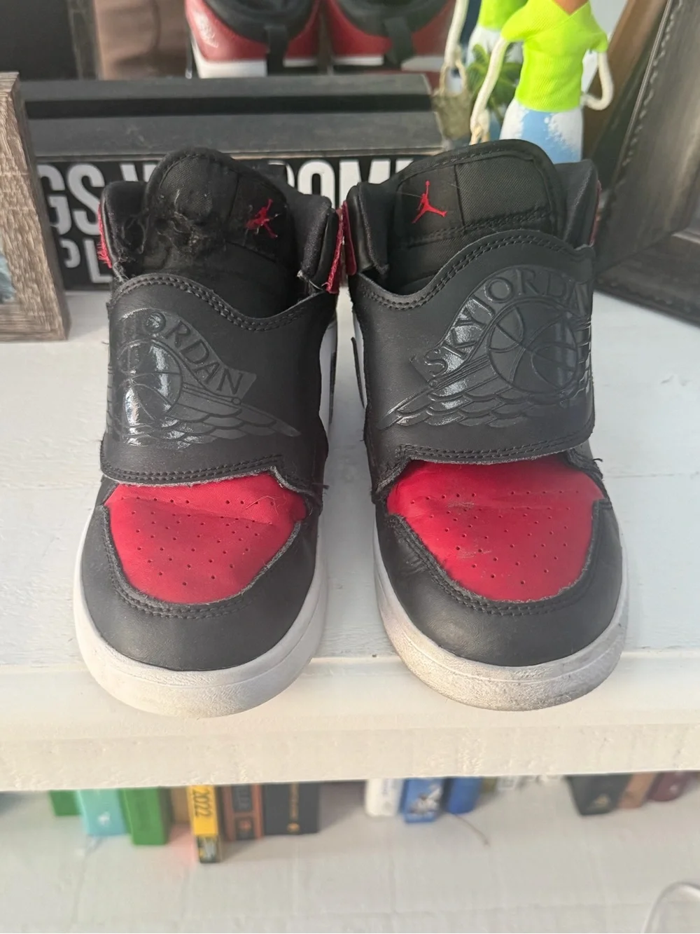 Jordan Kids Black and Red High-Top Sneakers